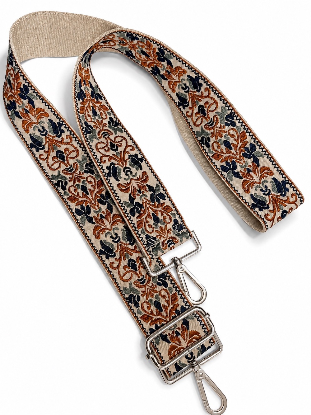 bohemian-style replacement purse strap colorful vintage vine floral jacquard